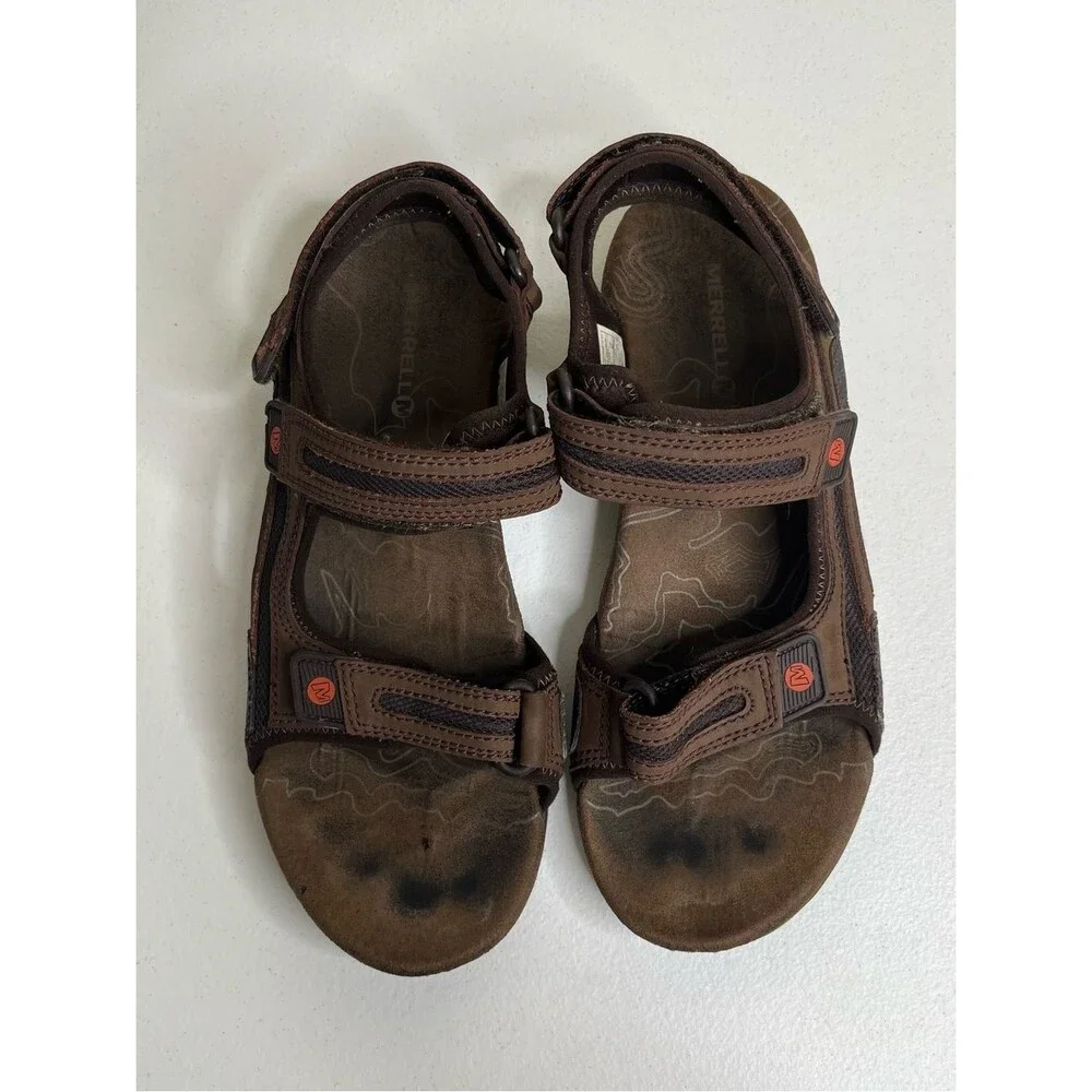 Merrell Sandspur Brown Sport Sandals Men Sz 10 Adjustable Hiking Comfort Outdoor